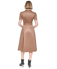 Dkny Women's Short Sleeve Collared Button-Front Midi Shirt Dress