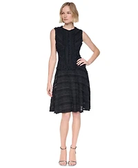 Dkny Women's Sleeveless Crew Neck Ruffle Hem Dress