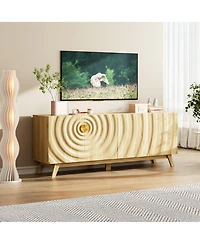 Vlsrka 63" W Modern Tv Stand for 65 Inch Tv, 4-Door Media Console with Adjustable Shelves, Cable Management, Wave Pattern Cabinet Storage