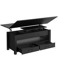 homfan 40" Lift-Top Coffee Table with Drawers and Hidden Storage, Convertible Dining for Living Room