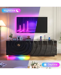 Vlsrka 63" Modern Tv Stand with Motion Sensor Led Light and Built-In Charging
