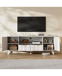 Vlsrka 63" Tv Stand for TVs Up to 65", Modern Entertainment Center with Storage Cabinets, 2 Drawers, Adjustable Shelves and Cable Management