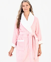 Charter Club Women's Long Plush Fleece-Trim Robe, Created for Macy's