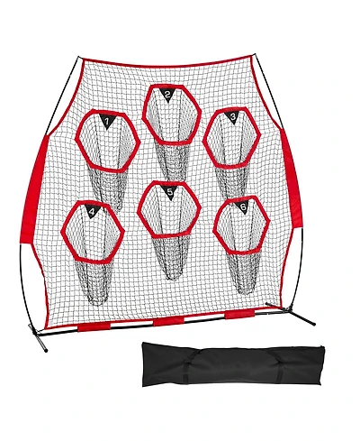 Sevorley 8 x 8 ft Football Throwing Net with 6 Target Pockets, Qb Passing Accuracy Trainer
