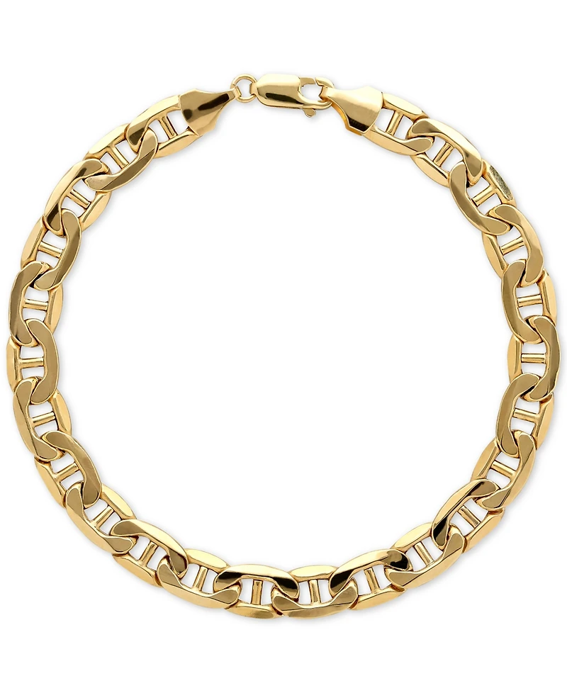 Lightweight Men's Beveled Marine Link Bracelet in 10k Gold