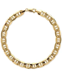 Lightweight Men's Beveled Marine Link Bracelet in 10k Gold