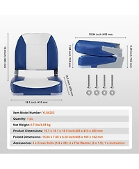 Sevorley Low Back Folding Boat Seat, 18.9 in Padded Fold-Down Captain Chair