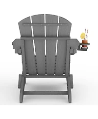 homfan Outdoor Folding Adirondack Chair Set of 4 with 2 Side Tables, Hdpe, Cup Holder.