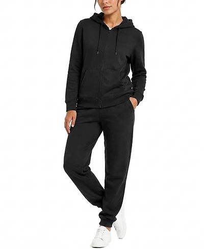 Blu Rock Women's Loose Fit French Terry Zip Up Hoodie And Jogger Set