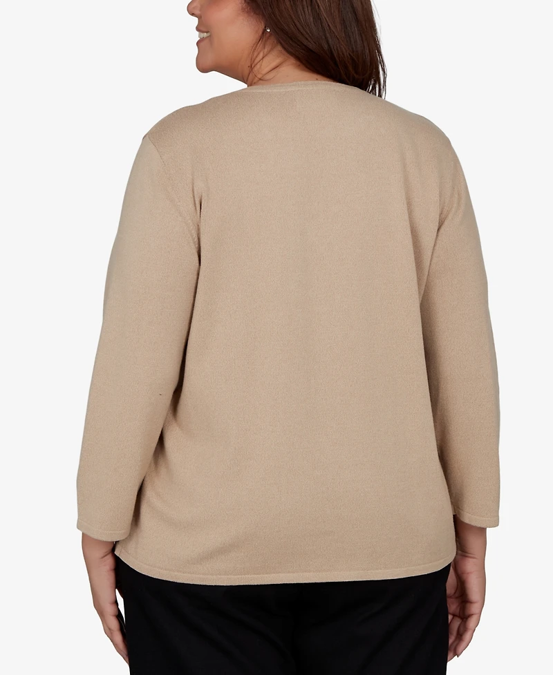 Alfred Dunner Plus Center Scroll Soutache Sweater