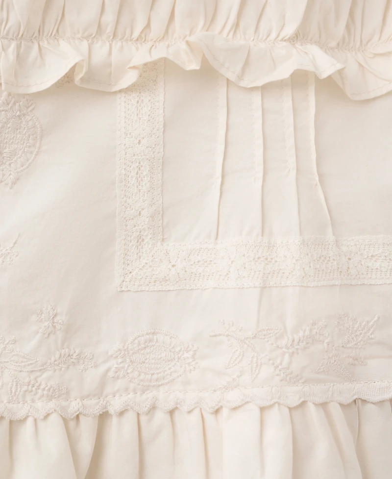 Mango Women's Embroidered Details Ruffled Top