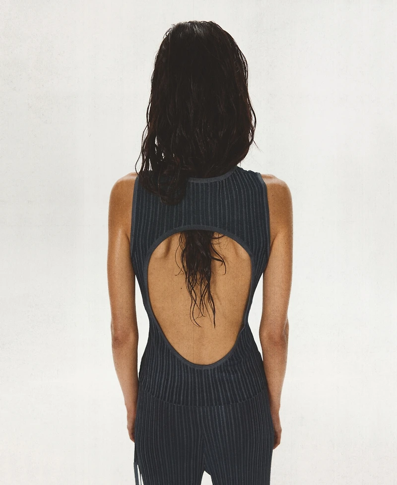 Mango Women's Ribbed Open-Back Top