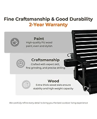 Innovaze 2-Seater 4 Ft Wooden Porch Swing High Backrest and Deep Seat with Cupholders for Outdoor Patio Garden (Deep Brown)