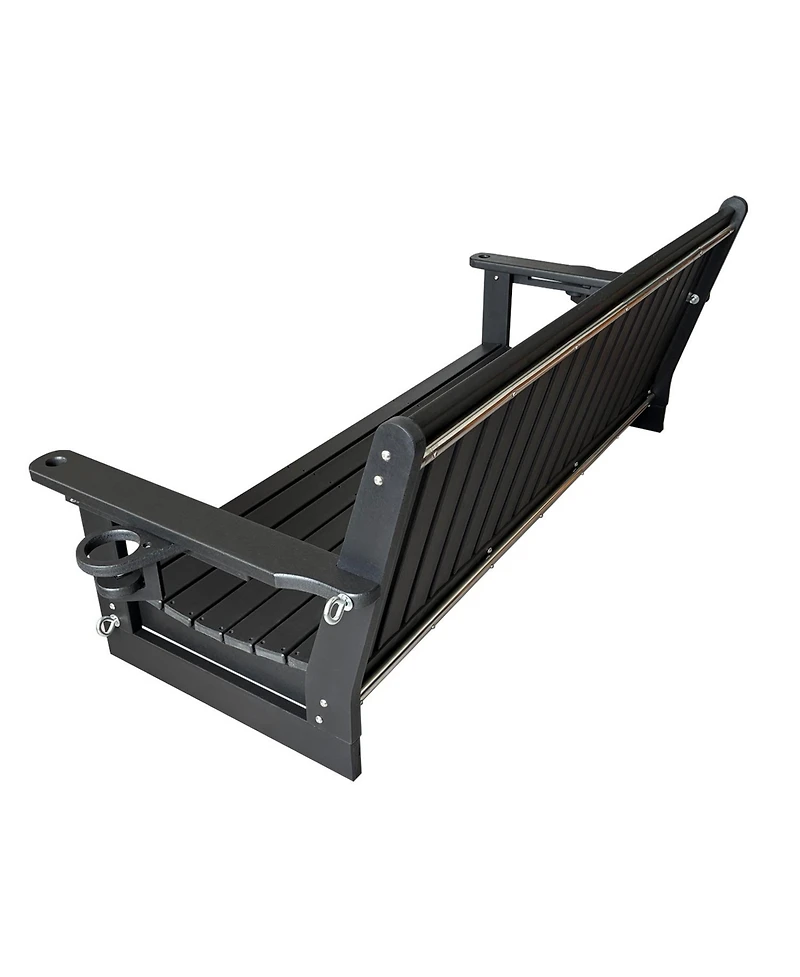 Innovaze 5 feet 3-Seater Hdpe Porch Swing with Chains, Weather-Resistant Outdoor Patio Bench with Cup Holders