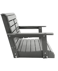 Innovaze 4.5 Ft Large Size 2-Seat Poly Lumber Hips Porch Swing with Foldable Cup Holders and Curved Deep Seat for Outdoor Porch Garden(Navy Blue)