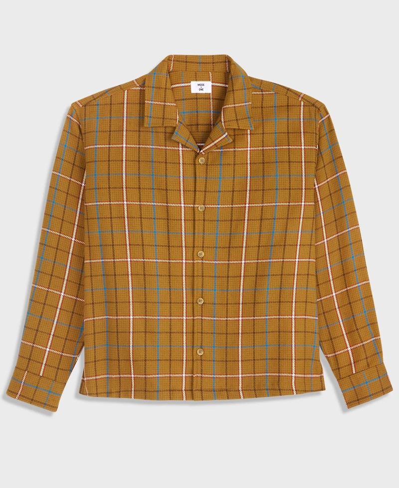 Mode of One Men's Camp-Collar Plaid Shirt, Macy's Exclusive