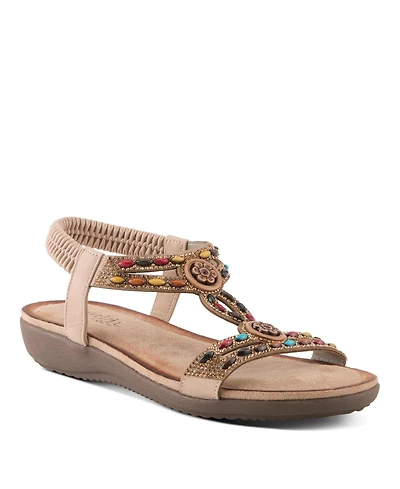 Patrizia Women's Ponyo Ankle Strap Slip-On Sandal Faux Fur with Lining