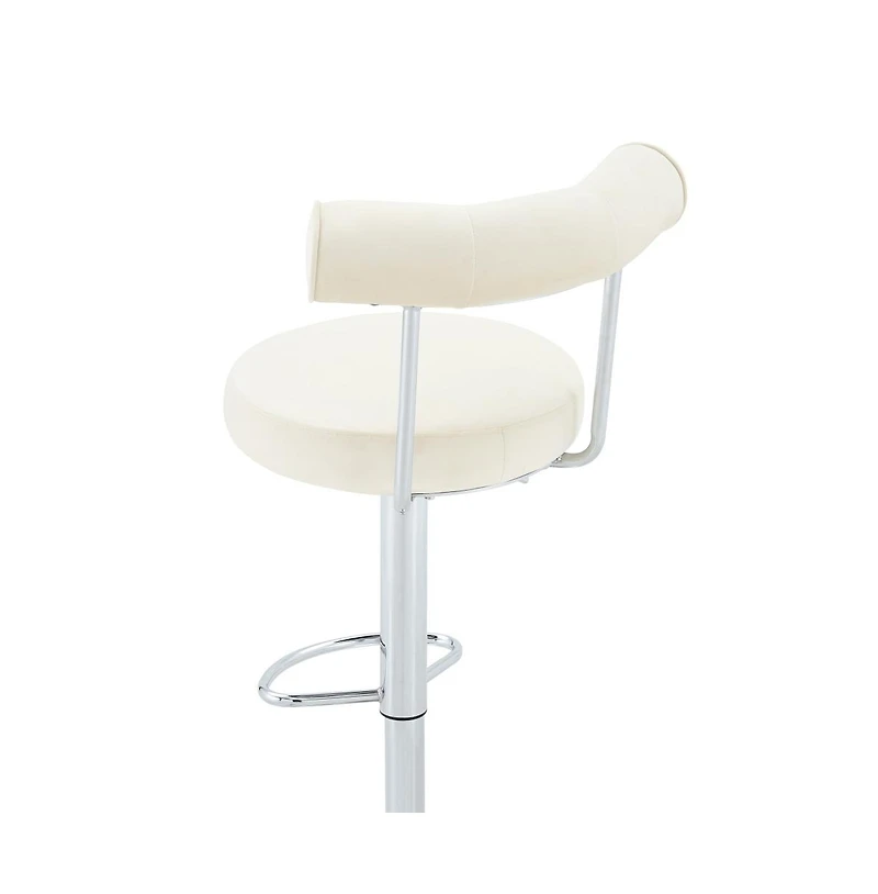 Maison Boucle Set of 2 Soft Velvet Upholstered Swivel Adjustable Bar Stools, 360-Degree Swivel Counter-Height Bar Chairs, Chrome Silver Base