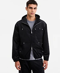 Mode of One Men's Relaxed-Fit Twill Zip-Front Hoodie, Macy's Exclusive