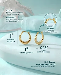 14K Gold Plated Large Hoop Earrings