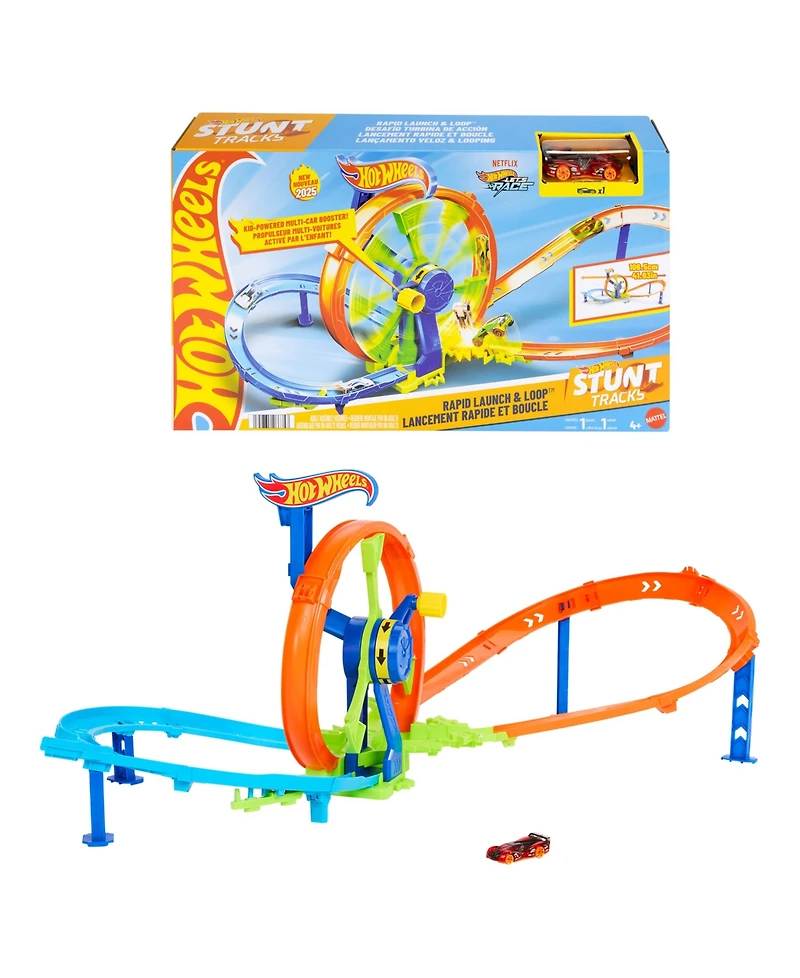 Hot Wheels 1:64 Scale Rapid Launch & Loop Crash & Track Set Playset