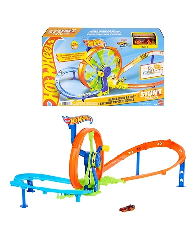 Hot Wheels 1:64 Scale Rapid Launch & Loop Crash & Track Set Playset