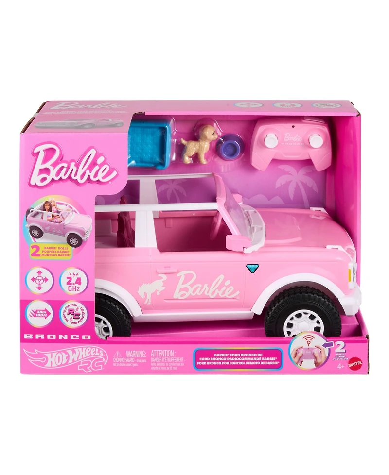 Hot Wheels Barbie Ford Bronco Battery-Powered Rc Remote-Control Toy Car with Accessories