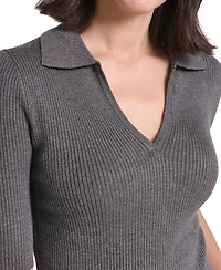 Calvin Klein Women's Collared 3/4-Sleeve Top