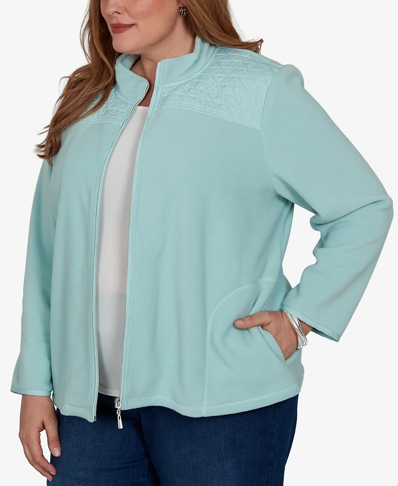 Alfred Dunner Plus Classic Quilted Zip-Front Knit Jacket