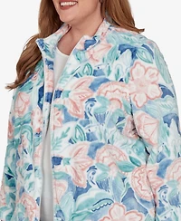 Alfred Dunner Plus Classic Patch Floral Cozy Knit Jacket