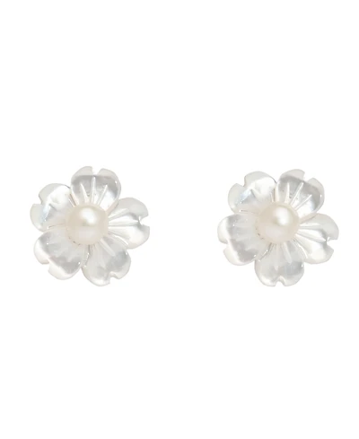 Macy's Imitation Pearl Stud Earrings Sterling Silver