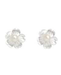Macy's Imitation Pearl Stud Earrings Sterling Silver