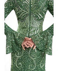 Maryisa Women's Modest Embellished Sequins Trail Maxi Dress