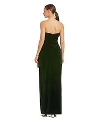 Mac Duggal Women's Strapless High Slit Draped Velvet Gown