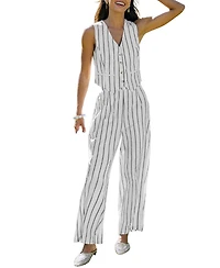 Cupshe Women's V-Neck Striped Wide-Leg Cami and Pants, 2-Piece Set