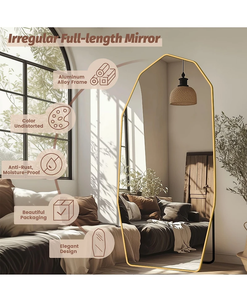 Antok Full Length Mirror, 71"x32" Diamond-shaped Floor Mirror for Bedroom, Hanging Mounted for Living Room Cloakroom