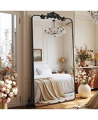 Antok Retro Full Length Mirror, 71"x32" Carved Floor Mirror for Bedroom, Hanging Mounted for Living Room Cloakroom