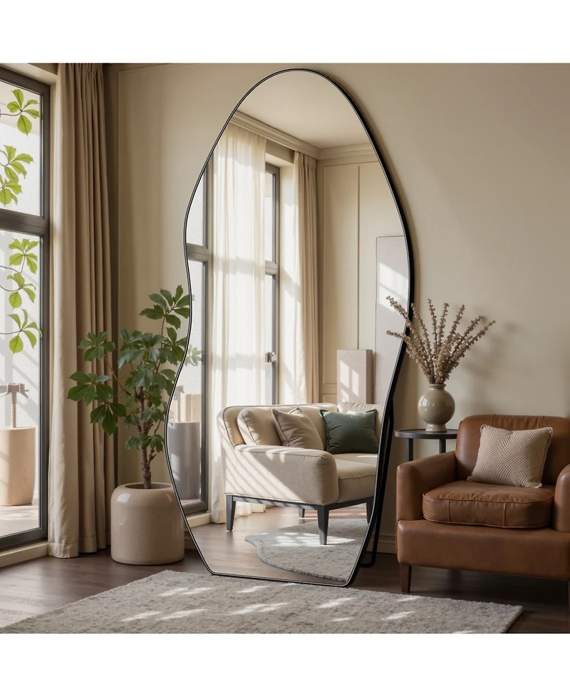 Antok Full Length Mirror, 76"x36" Irregularly shaped Floor Mirror for Bedroom, Hanging Mounted for Living Room Cloakroom