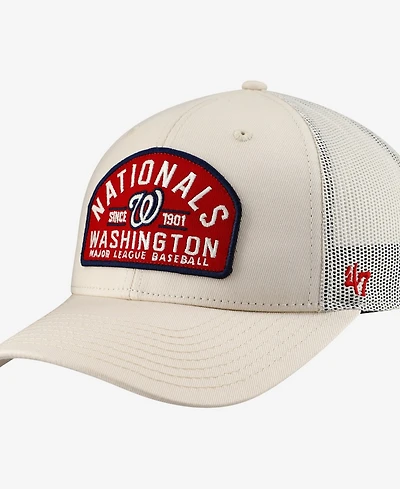 '47 Brand Men's Cream Washington Nationals Leland Adjustable Trucker Hat