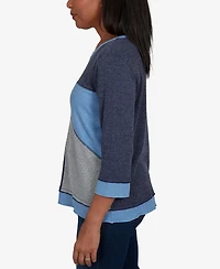 Alfred Dunner Petite Classic Heathered Colorblock Knit Top