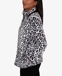 Alfred Dunner Petite Classic Cozy Animal Print Knit Jacket