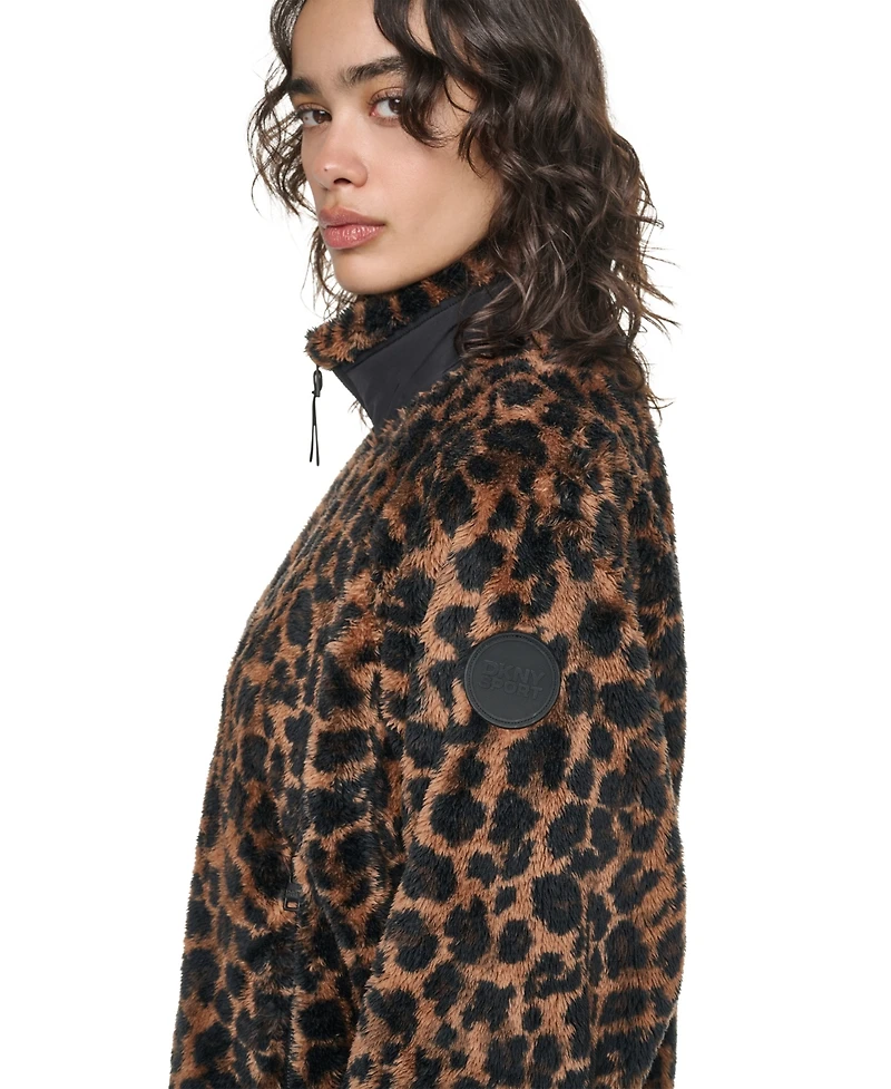 Dkny Sport Women's Printed Mock Neck Zipper-Front Jacket