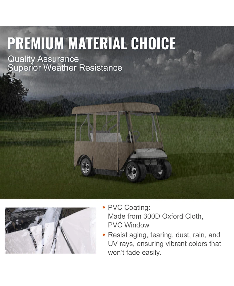 Sevorley 4-Sided Golf Cart Enclosure for 4-Seater, 300D Waterproof with Clear Windows