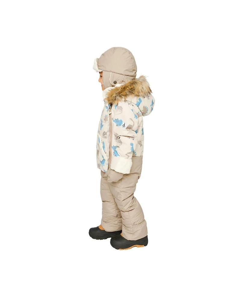 Deux par Baby Boys ( 1M to 24 M ) Snug One Piece Snowsuit Adapted for Car Seats Dinosaur Print