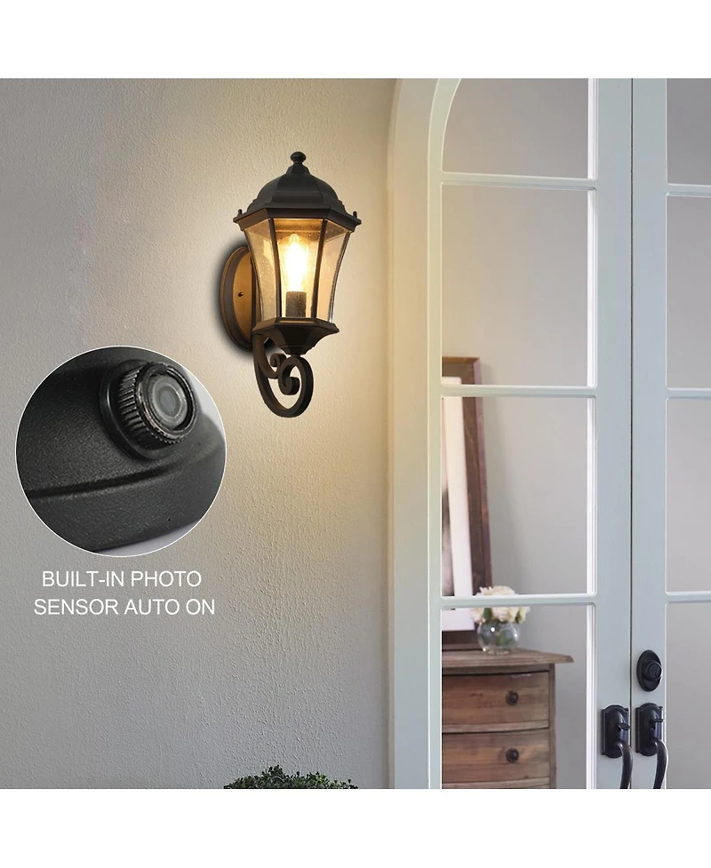 Asagikoiai 2-Pack Metal Outdoor Wall Lanterns, Waterproof Sconce Lights for Garage, Patio, Porch