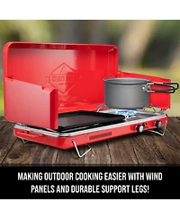 Hike Crew 2-in-1 Gas Camping Stove, Camping Grill & Stove with Igniter and Stainless Drip Tray