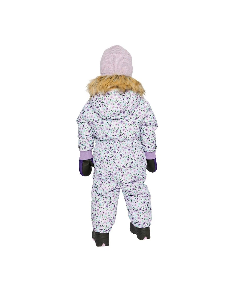 Deux par Baby Girl ( 6M to 24 M ) Original One Piece Puffy Snowsuit with Removable Mittens and Boots Printed Mini Flowers