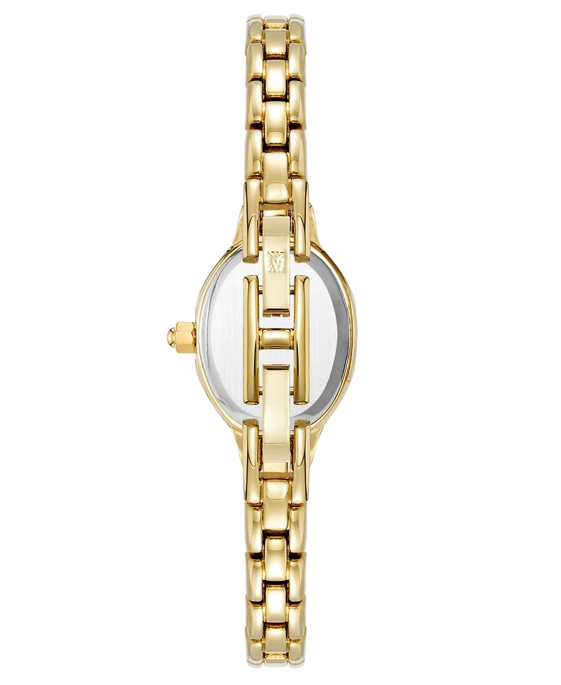 Anne Klein Women's Quartz Oval Black Dial Gold-Tone Alloy Metal Bracelet Watch 18mm