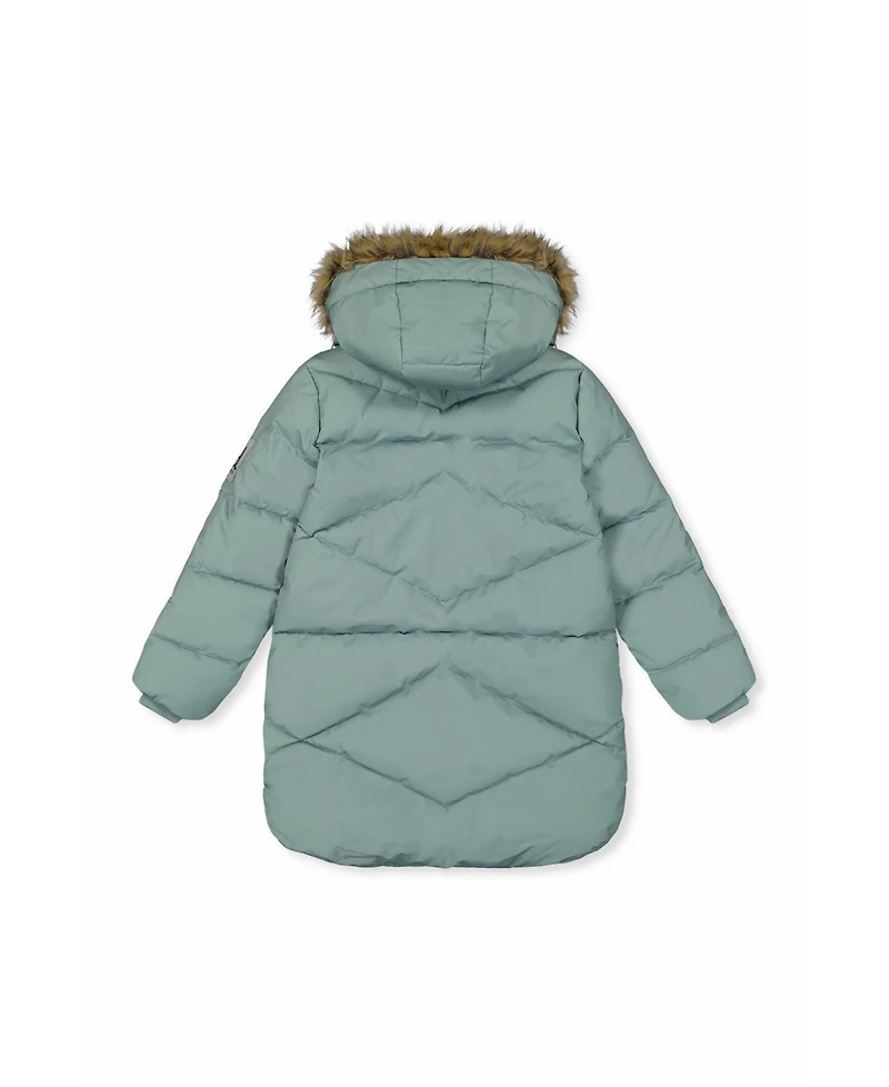 Deux par Toddler ( 2T to 5T ) Girl Long Winter Puffer Coat Sage