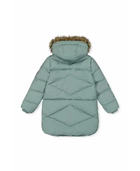 Deux par Toddler ( 2T to 5T ) Girl Long Winter Puffer Coat Sage